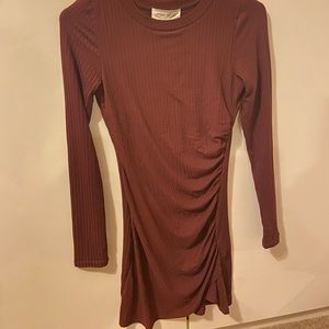 Burgundy Ruched Bodycon Dress